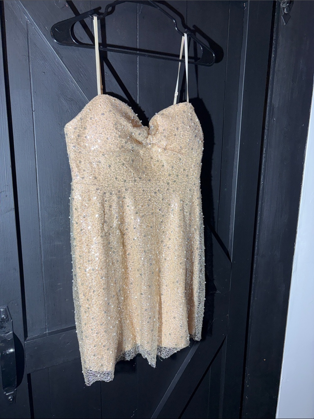 Emerald Sundae Champagne Sequin Sweetheart Mini Dress